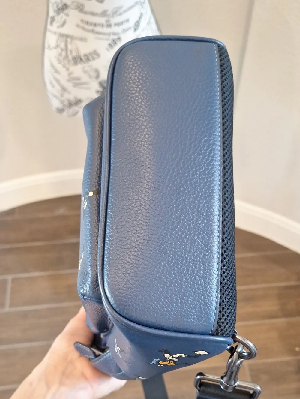 Coach West Backpack With Baseball Print Navy Blue Pebbled Leather Classic